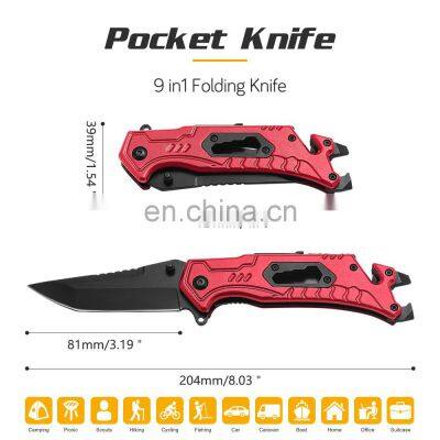 New Outdoor Survival Folding Knife Camping Self-defense Knife With Belt Clamp Grindstone Window Breaker Multi-functional Tool photo-3