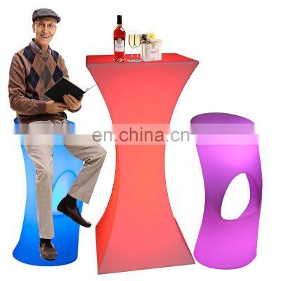 Glowing LED Bar Furniture  illuminated event night club led light bar stool furniture high cocktail table chair set