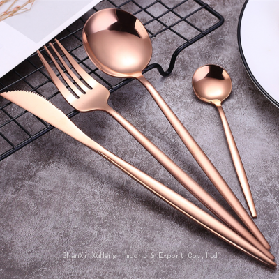 Wedding Party and Hotel Stainless Steel Knife Fork and Spoon Flatware Set in Rose Gold Pink Color