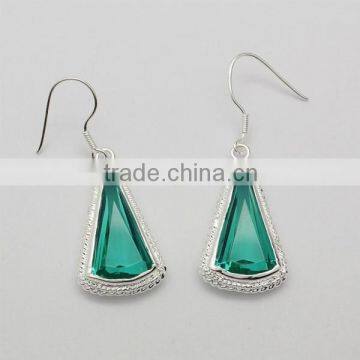 Elegant Dangle Single Emerald Green Stone Earring for Young Lady photo-2