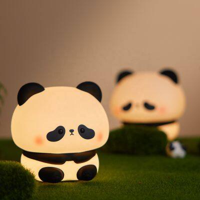 EGOGO Creative Panda LED Night Light Cute Switch controlled Silicone Lamp with Warm Color Bedside Table Decor Kids Room 5V Input