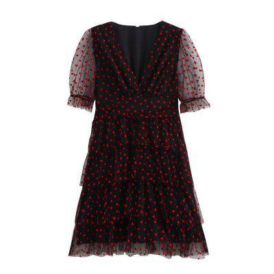 Spring new dress for women, slim fit and casual design, niche and versatile with bubble sleeves