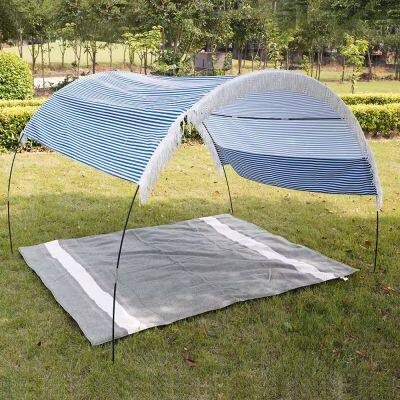 Beach Pavilion Supplier, Metal Structure for Public Park Garden and Commercial Landscape Beach Sun Shelter Tent With Tassels