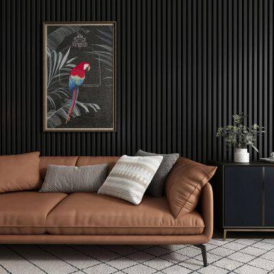 3D Wood and MDF Fluted Black Oak Modern Eco-Friendly Acoustic Slat Wall Panel for Living Room & Bedroom photo-2