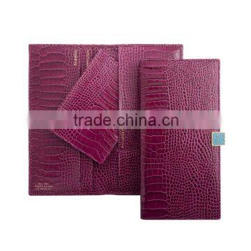 Factory price!Women multifunctional leather travel wallet passport sets