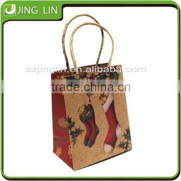 Competitive brown kraft paper gift bag with rope handle made in China