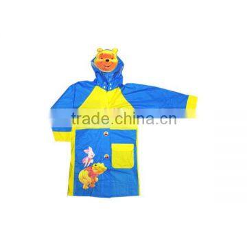 Cartoon Long Durable PVC Yellow Raincoat For Kids