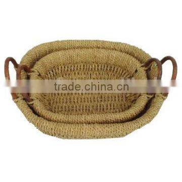 Handwoven seagrass bread tray