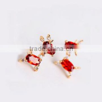 Hot pink earring white zircon earring crystal deer earring