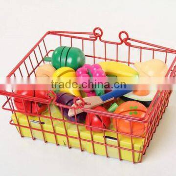 Kids Baby Wood Iron Basket Cutting Fruit and Vegitable Toy