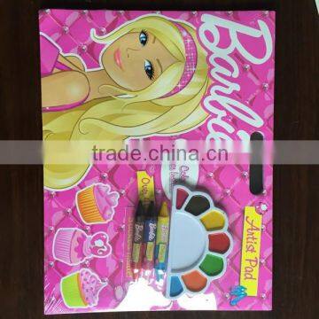 2015 new design kids coloring book with handle /sticker sheet/ drawing sheet