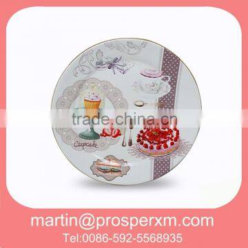 Decal wholesale ceramic white dinner plate