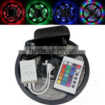 3528 5m RGB 300 LED SMD Light Strip Lamp Waterproof+24Key IR+12V 2A Power Supply