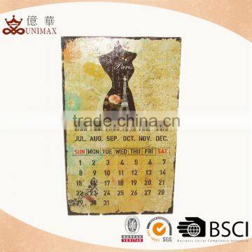 Antique classical metal wall calendar with new fashion