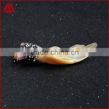 Boho CZ Micro Pave Sea Shell Pendant Jewelry With Rose Tourmaline Beads photo-5