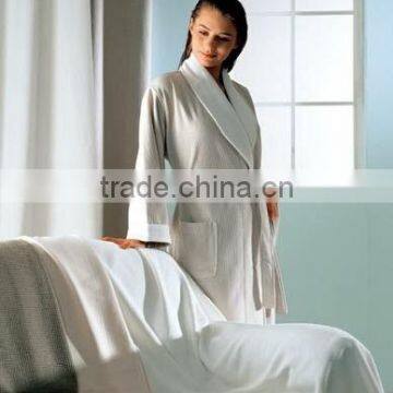 waffle weave shawl collar cotton bathrobe