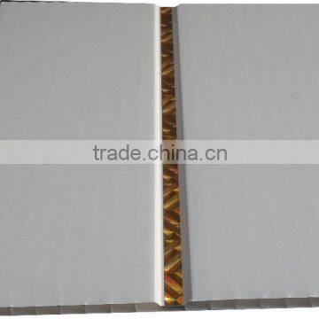 Trinidad 10'' pvc ceiling panel, white color with shine gold strip, middle groove model WFG01