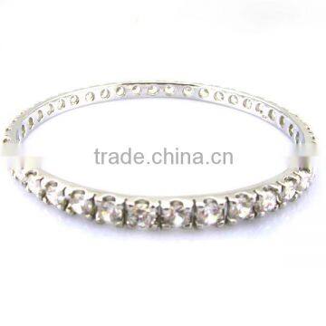 Rhodium Plated Silver Bangles with CZ