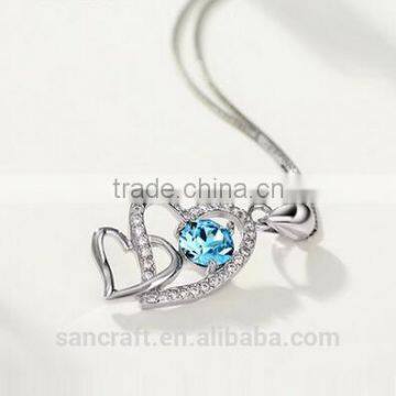 eye to eye double heart sterling silver necklace