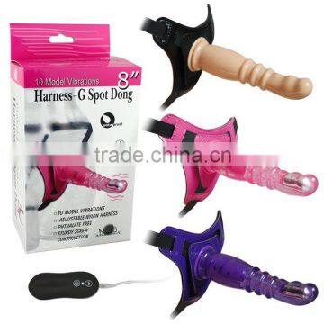 Strap On Dongs with vibrating function 10 Mode Vibrations 8" Harness - G spot Dong Sex Product For Lesbian                        
                                                Quality Choice