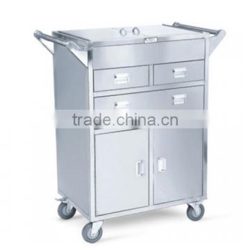 Medical stainless steel first-aid emergency trolley/instrument trolley cart