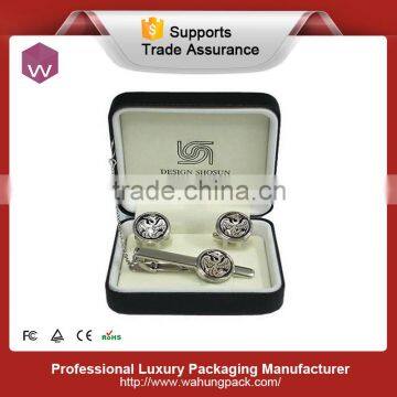 Metal covered with leather gift cufflink box