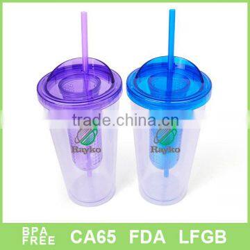 Hot selling single wall juice mug with straw