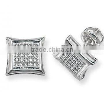 screw back sterling silver micro pave earrings