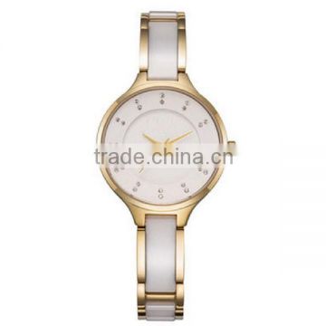 Fashion ladies slim bracelet stainless steel ceramic watch