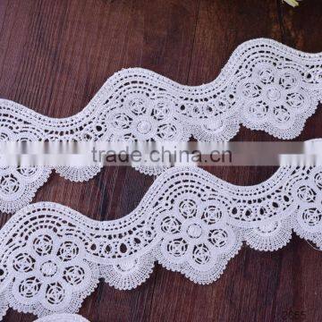 white polyester embroidery lace trim