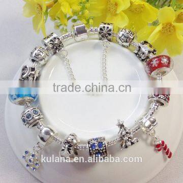 New Stock Fashion Jewelry Alloy Material Glass Beads DIY Charm Christmas Bracelet