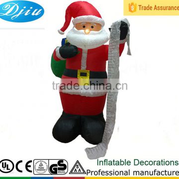 DJ-XT-49 inflatable santa claus check bag presents 2015 christmas decoration sack bag with drawstring