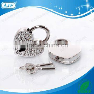 Beautiful silver heart shaped diamonds padlock for wedding