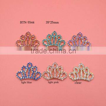 Hot selling gold plating factory price crown rhinestone button in stock (btn-5544)