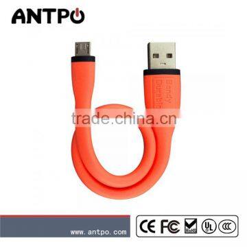 Bendy fast charging usb cable silicone material usb cable for htc