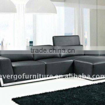 skin leather living room L shaped corner sofas, high density foam sofa