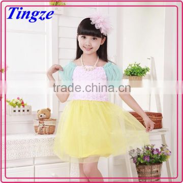 The new 2015 hot sale summer party dress for 2-12 years old girls elastic lace girl dress