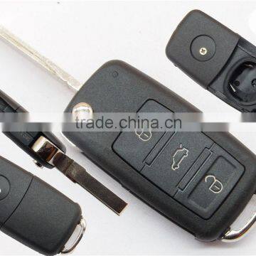 VW Key Blank With 3 buttons flip car key shell (can't be departed)