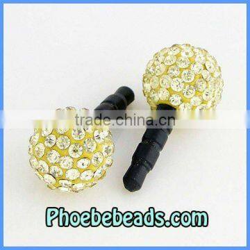 Wholesale Lemon Yellow Earphone Jack Dust Cap Plug Crystal Earphone Anti Dustproof Ear Cap For 3.5mm Iphone4 4S MDP-P1207