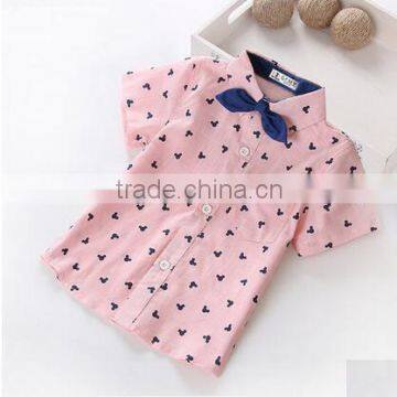 Fashion kids boys clothes 1-3years age 100% cotton short sleeve printed twill children shirt for boys