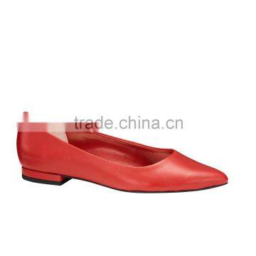 2016 High Fashion Pointed Toe Low Heel Classic Ladies Breatheable PU Lining Comfortable RED Sheep Skin Pump Shoes