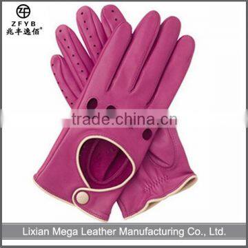 High quality Women'S Fitted Rose Leather Gloves