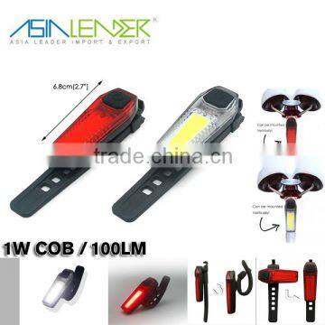 Asia Leader Easy To Install Without Tools Rechargeable COB Bicycle Tail Light