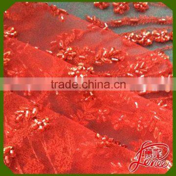 HANDMADE PEARL SEQUINED DECORATION MESH EMBROIDERY FABRIC                        
                                                Quality Choice