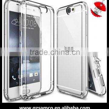 Samco Crystal Clear PC Back TPU Bumper Drop Protective/Shock Absorption Attached Dust Cap Cell Phone Case for HTC One A9