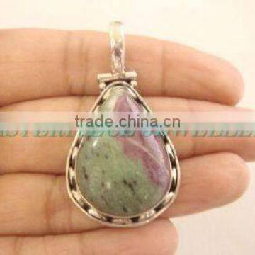 Sterling Silver Sands Jasper, Black Onyx Pendant, Semiprecious Stone Pendant