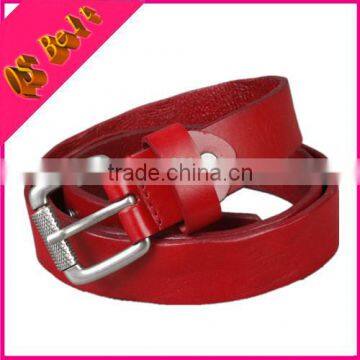 Red Genuine Leather Women Jeans Belt With Studded End