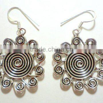 Oxidised Vintage Boho 925 Solid Silver Earrings, Designer Sterling Silver Earrings, 925 Solid Sterling Silver Earrings