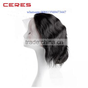 ceres hair Hot Sales 8 inch bleached knot short brazilian hair full lace wig