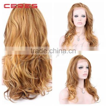 22inch fashion long curly blonde synthetic lace front wig for women